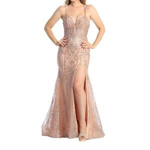 NEW LET'S SEE STYLE sequined dress in rose gold